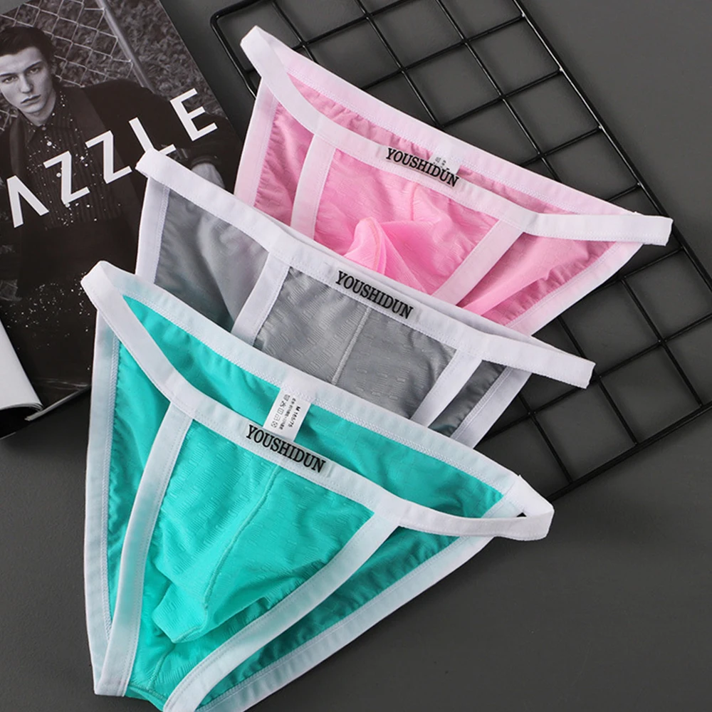 Calzoncillos de Bikini para hombre, ropa interior Sexy, transpirable