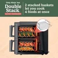 SL401 DoubleStack XL 2-Basket Air Fryer, DoubleStack Technology Cooks 4 Foods at Once, Compact Design, 10 QT, 6-in-1 2
