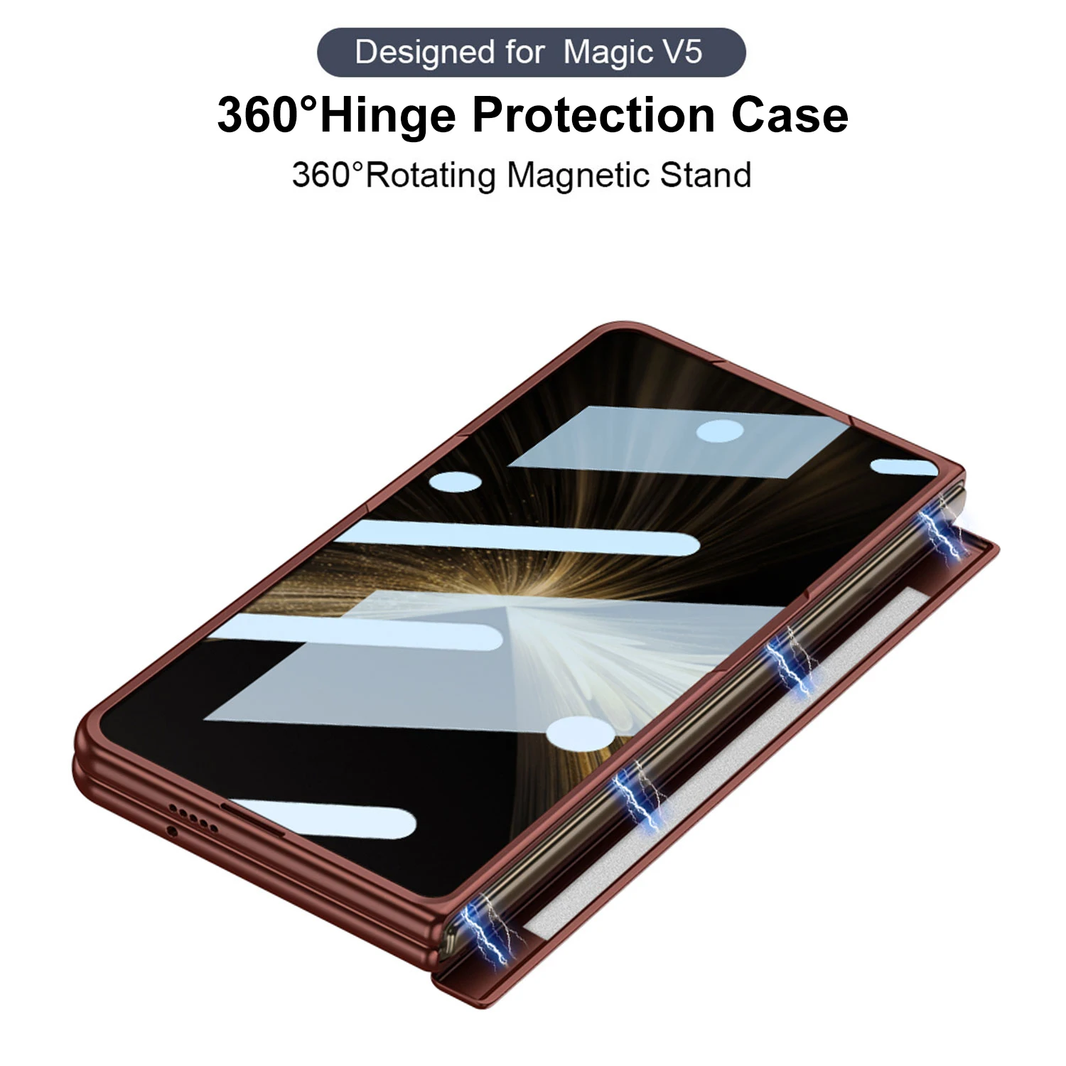 For Huawei Honor Magic V5 Case Hard With Ring Stand Magnetic wireless charging Protect Back Cover Case For Magic V5 Phone Shell - 5