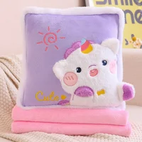 Cute Cartoon Plush Pillow+Carpet 2 In 1 Soft Stuffed Office Homdecor Sleeping blanket Cushion 2