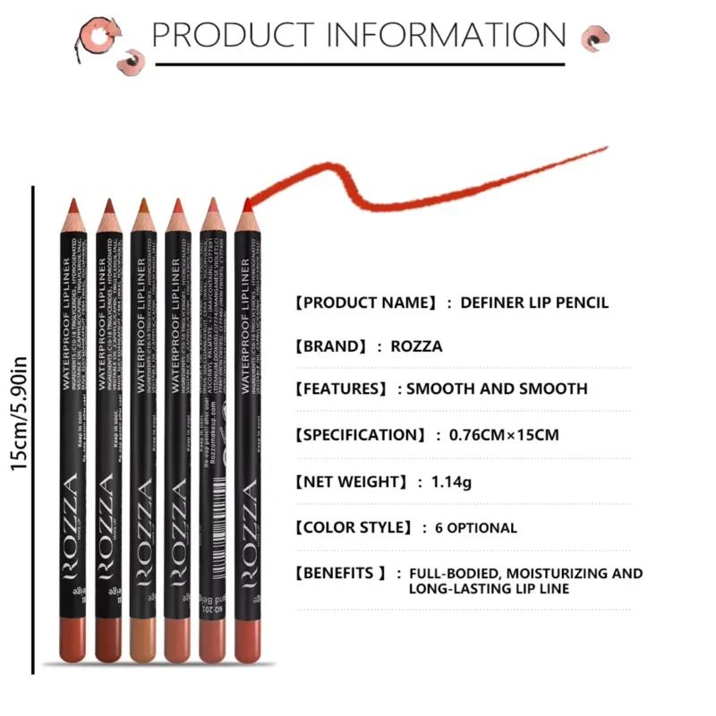 14-Color Nude Matte Lipstick Pencil Long-lasting Waterproof Lip Pencil High Pigmented Lip Liner Makeup Tool