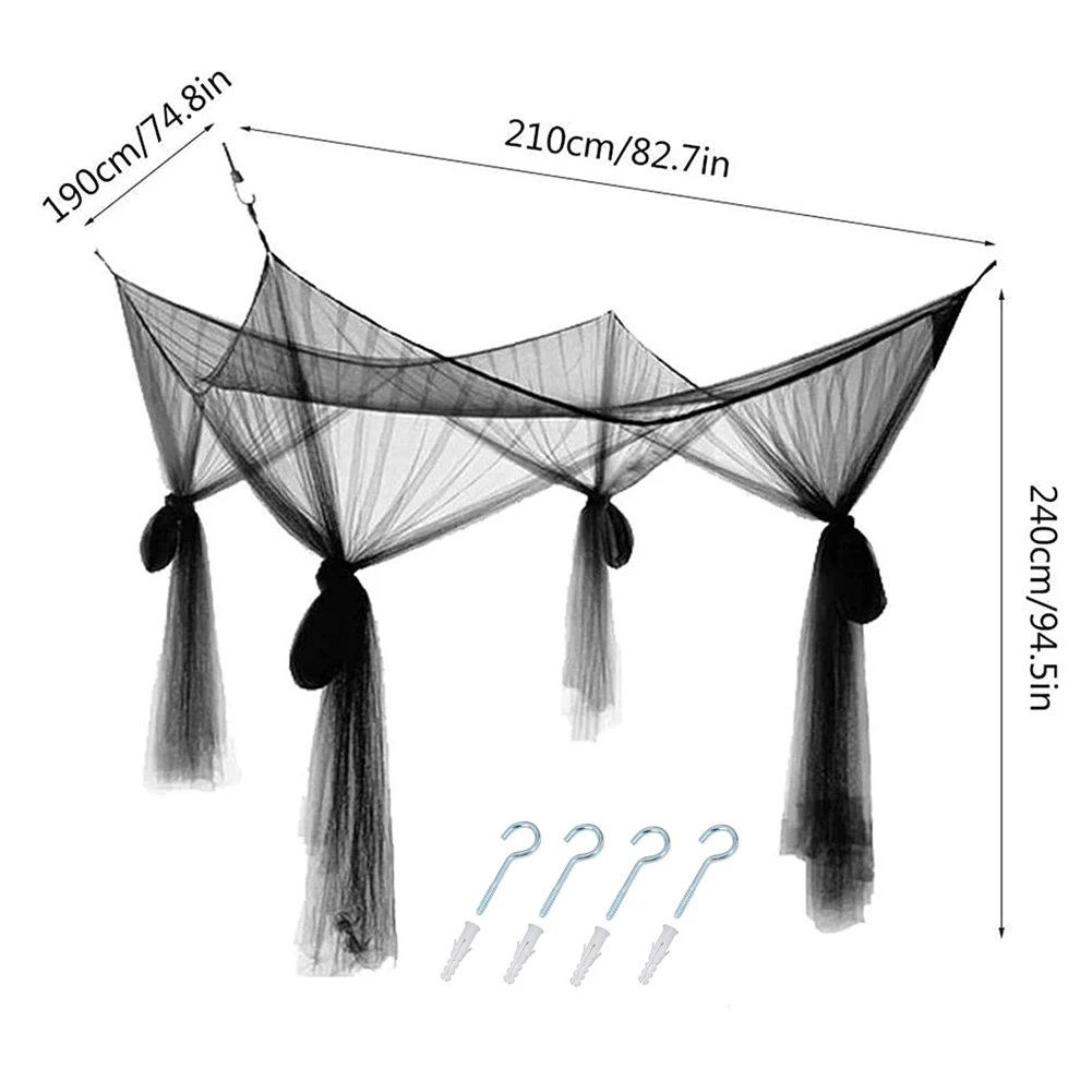 1pc Moustiquaire Canopy White Four Corner Post Portable Square Mosquito Control Mosquito Net Bedroom Sleeping Mosquito Net