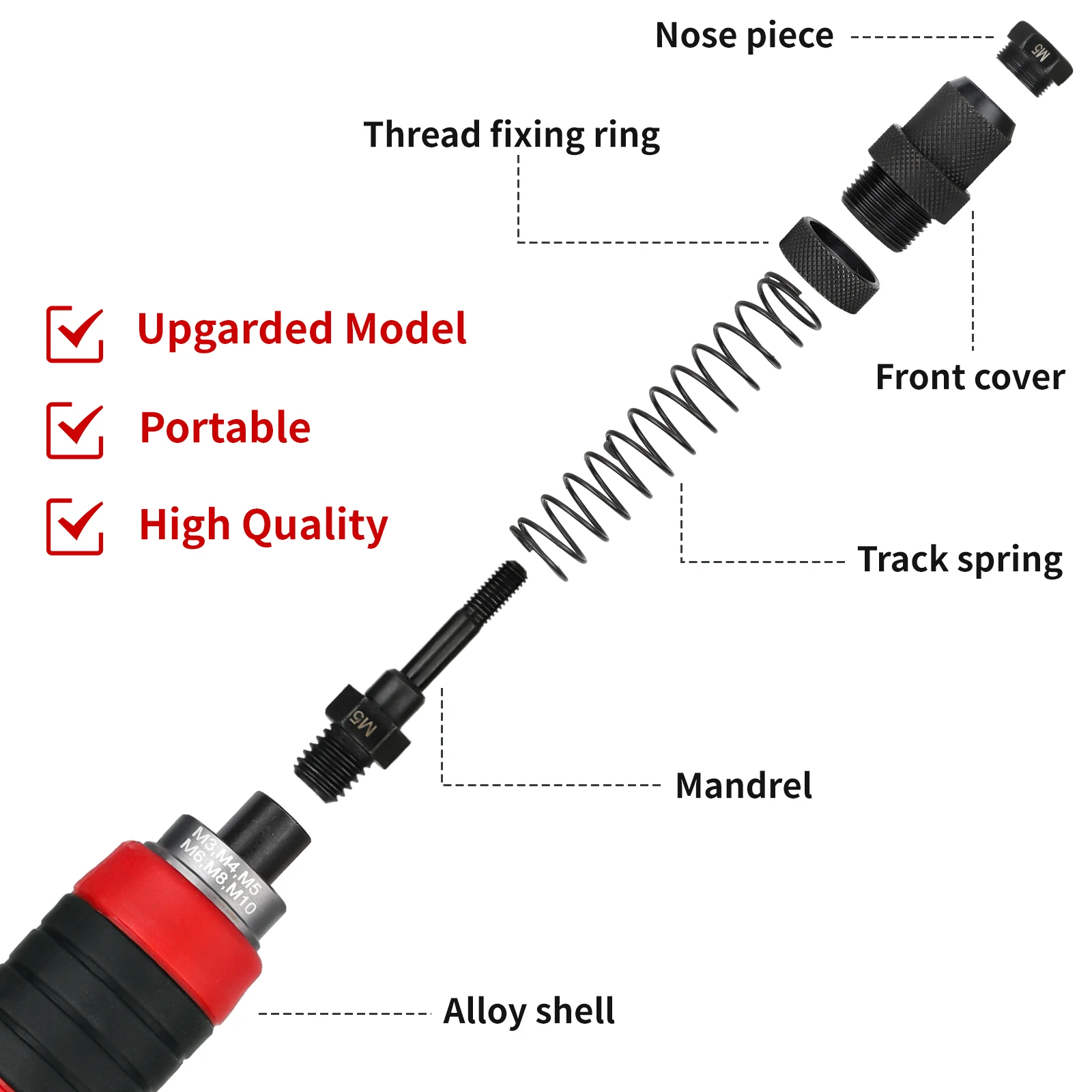 Hot M3~M10 Electric Rivet Gun Drill Adapter Grade DIY Plug-in Nut Quick Riveting Tools Kit With Rivet Nuts Rugged Carrying Case