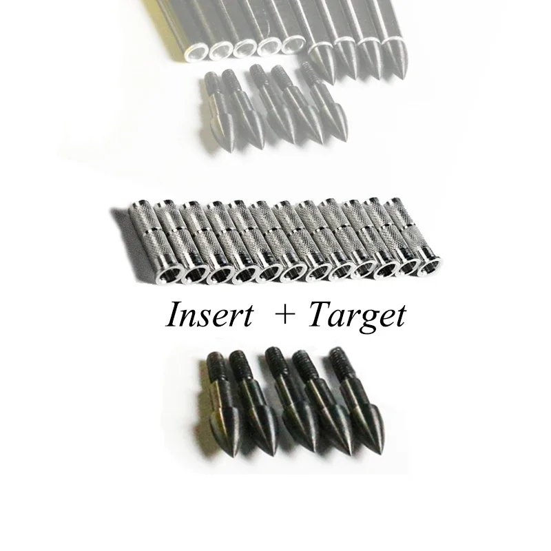 Linkboy Archery 12PCS 8-32 Arrow Points Tips 80 75 90 100 125 150 300 350 Grain +12pcs Aluminum Copper Inserts Arrowhead Hunting archery arrowhead