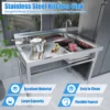 304 Stainless Steel Sink Single Bowl Commercial Kitchen Sink w/Workbench, Stainless Steel 47" x 24" x 32" 3