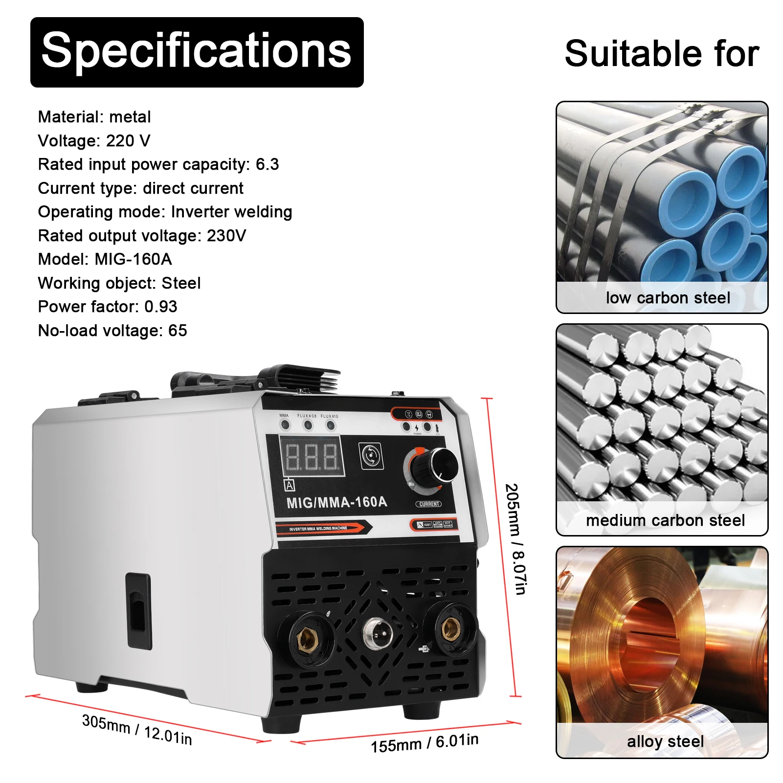 Welding Welders 2in1 MIG MMA Welder Semi Automatic Inverter Welding Machine Contact Welding Non-Gas ARC Welder 220V MIG MMA Weld Machine