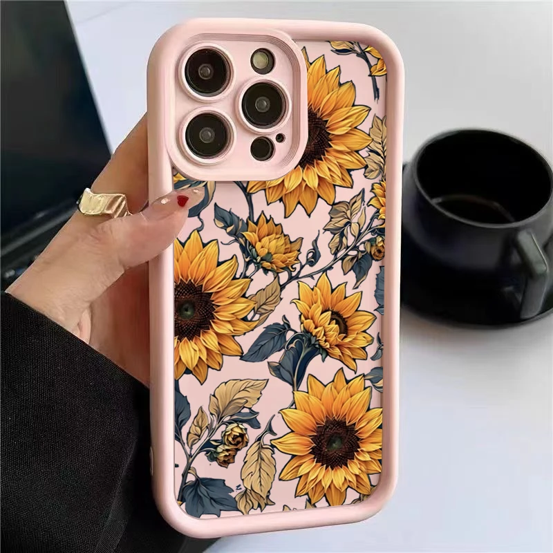 Sunflowers Printed Matte Phone Case - Soft Bumper Cover with Vibrant Floral Design