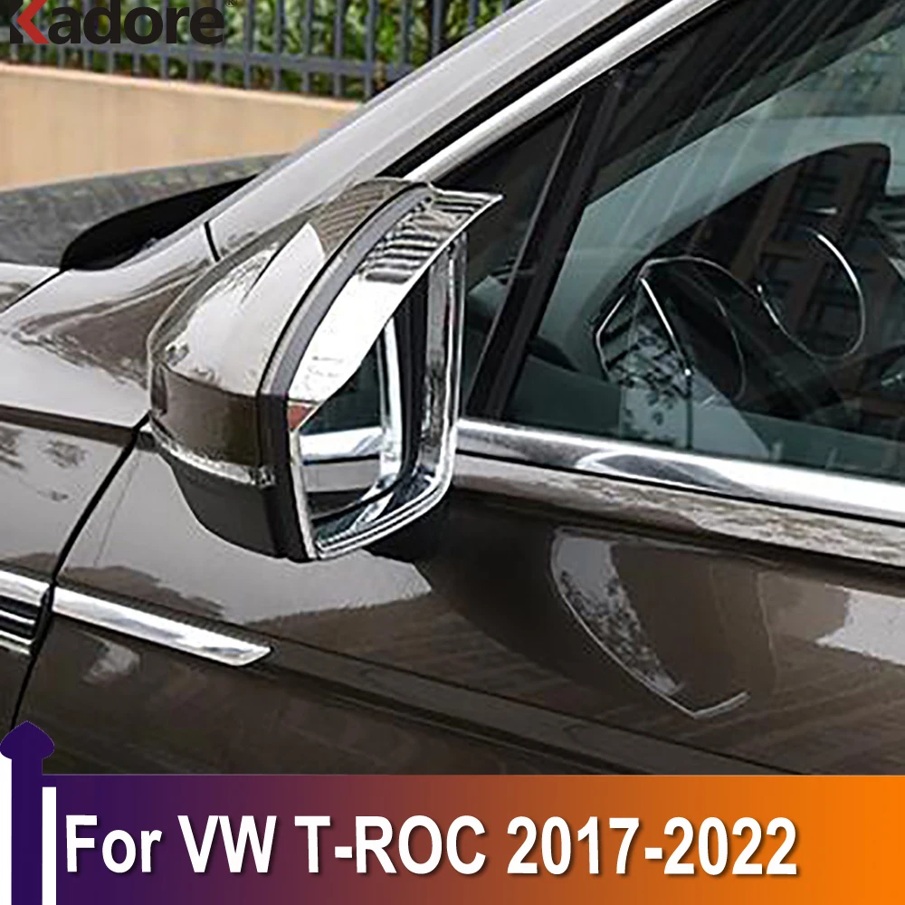 Per Volkswagen T-Roc Troc 2017-2020 2021 2022 Chrome Specchietto Retrovisore Copertura Sun Rain Guard Shield Deflettore Trim Accessori Auto