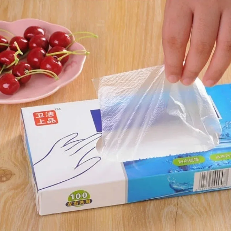 100PCS/Set Transparent Disposable Gloves Cooking Eco-friendly for Food Cleaning Kitchen Accessories Disposables Gloves