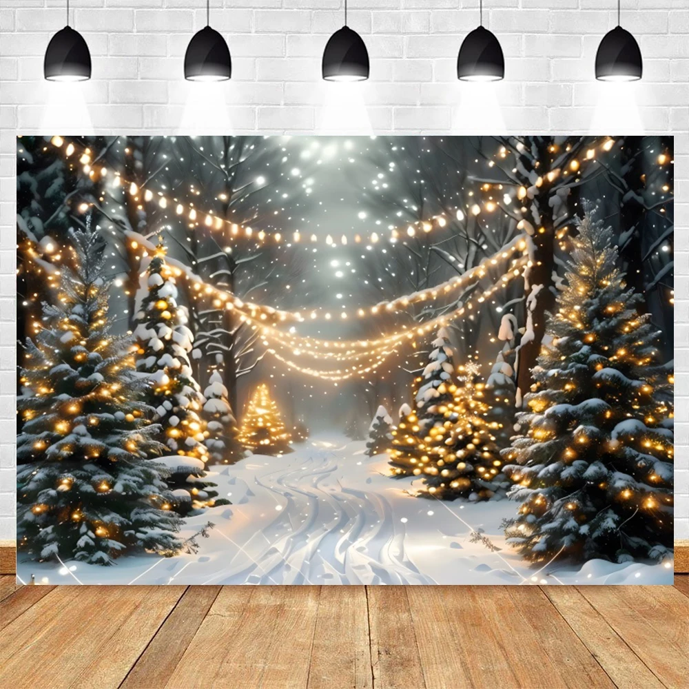 YongFoto 3x2m Christmas Backdrop Scene Village Snowfield Pine Tree - View #11