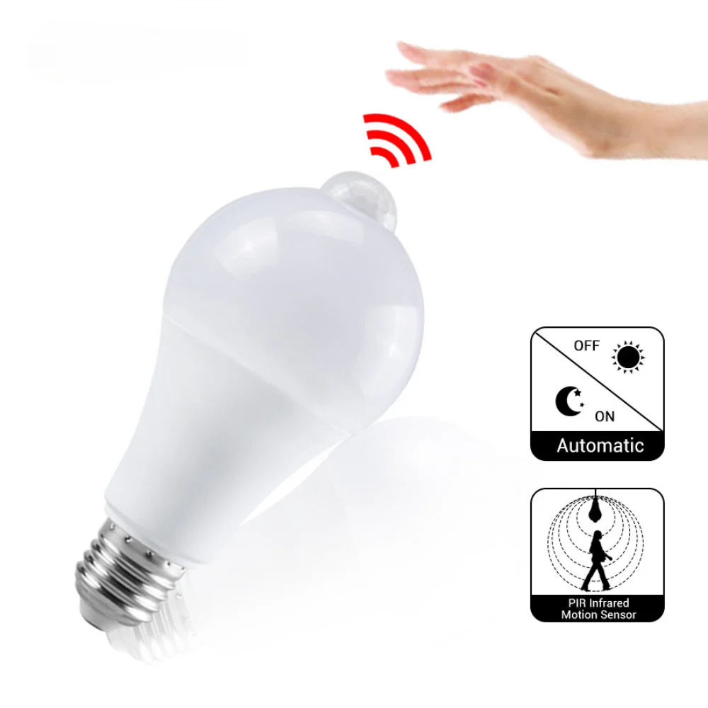 

E27 LED PIR Motion Sensor Lamp Bulb 220V 110V Dusk To Dawn Smart Light Bulb 15W 20W Porch Stairs Garage Night Light