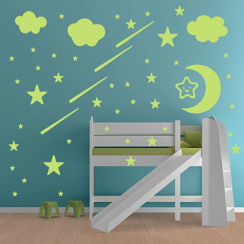 New Luminous 3D Stars Dots Wall Sticker for Kids Room Bedroom Home Decoration Glow In The Dark Moon Decal Fluorescent Stickers