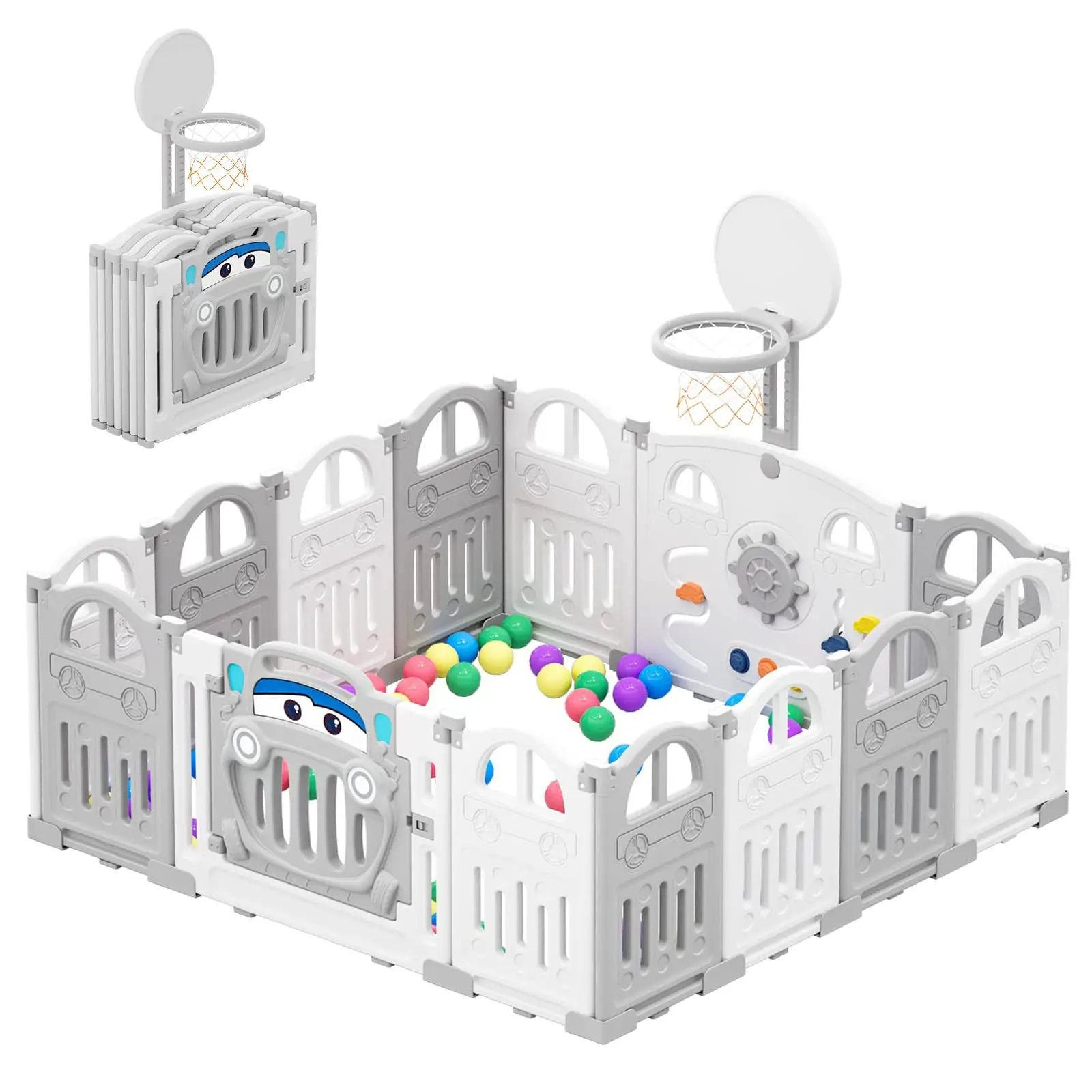 Baby Playpen for Baby and Toddlers, Foldable Plastic Playpen, Sturdy Babies Activity Centre Folding Large Pen Play Area