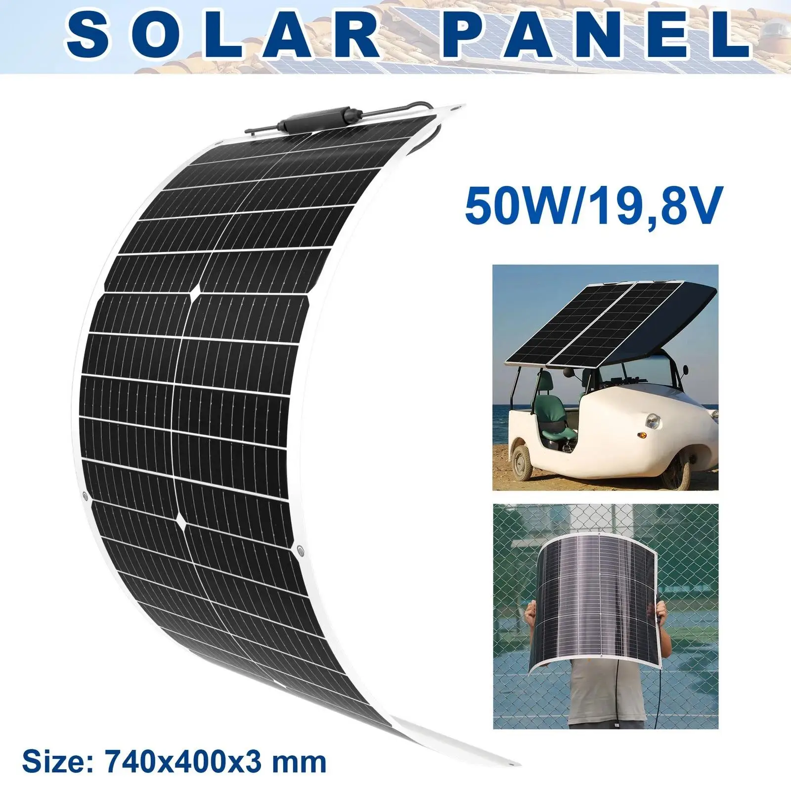 XINPUGUANG 12V 50W Flexible Solar Panel 19.8V 100W Photovoltaic Solar Panels Battery Charger for Car Boat Home Camper Balcony