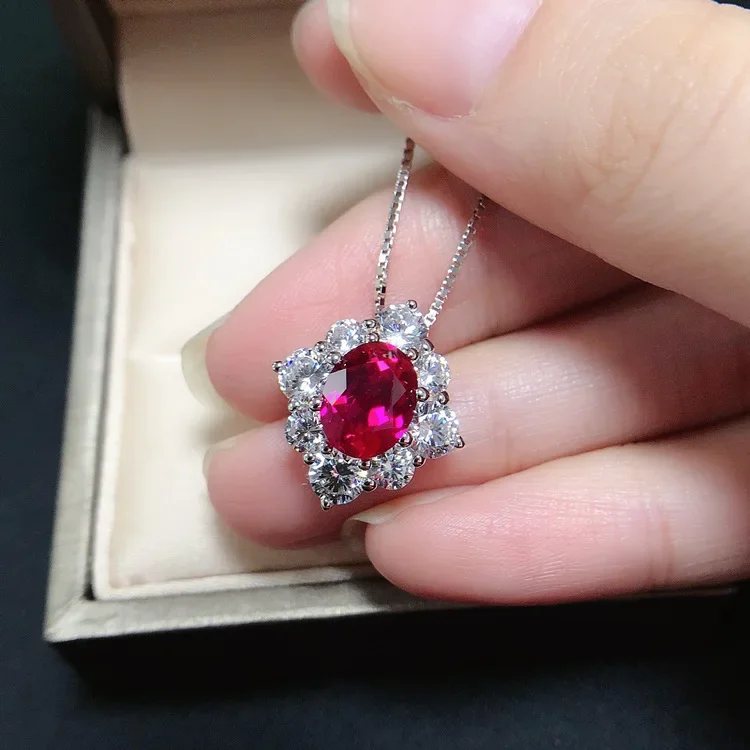 

Solid 14K White Gold AU585 Platinum PT950 Diamond appearance inlaid egg necklace necklace for women