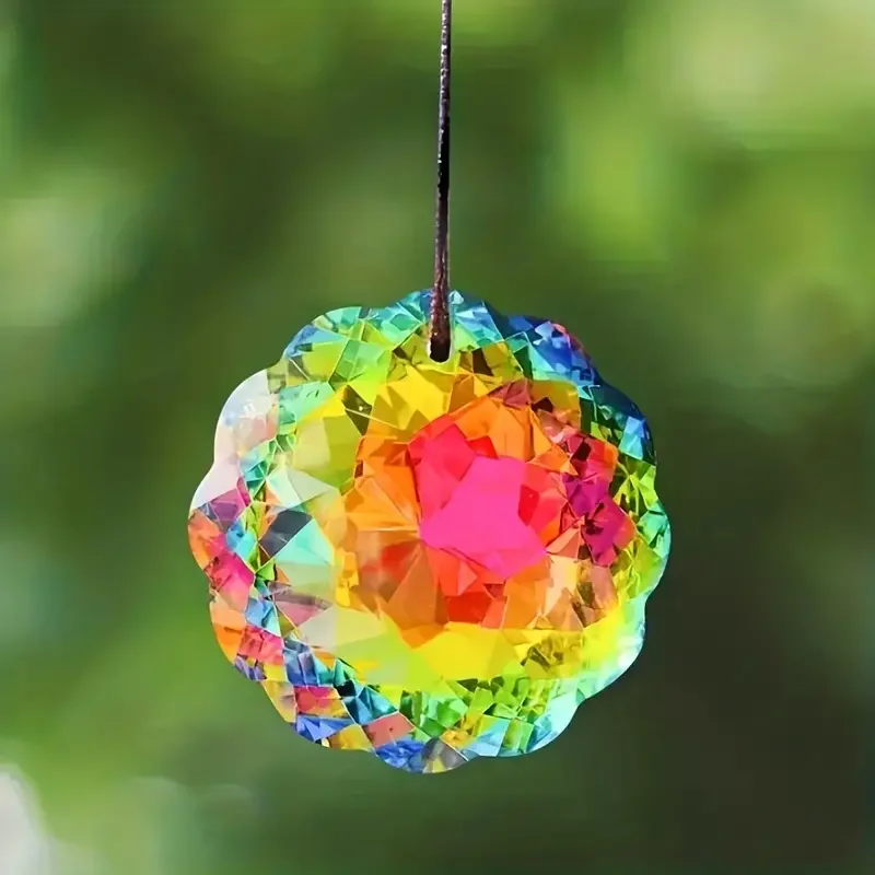 With Rope Colorful Crystal Glass Prism Ball Suncatcher Pendant Home Garden Craft Decoration Valentine's Day Mother's Gift 1 Pc