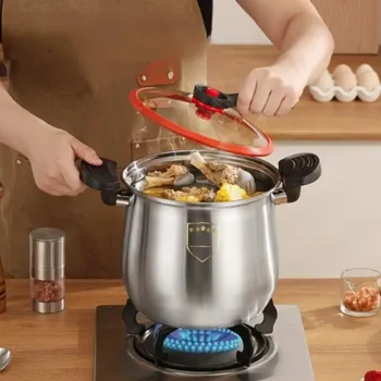 304 Stainless Steel 8 L Soup Pot Micro-Pressure Cooker Kitchen Cookware Non-Stick Large Capacity Anti-scalding Stockpot Porridge