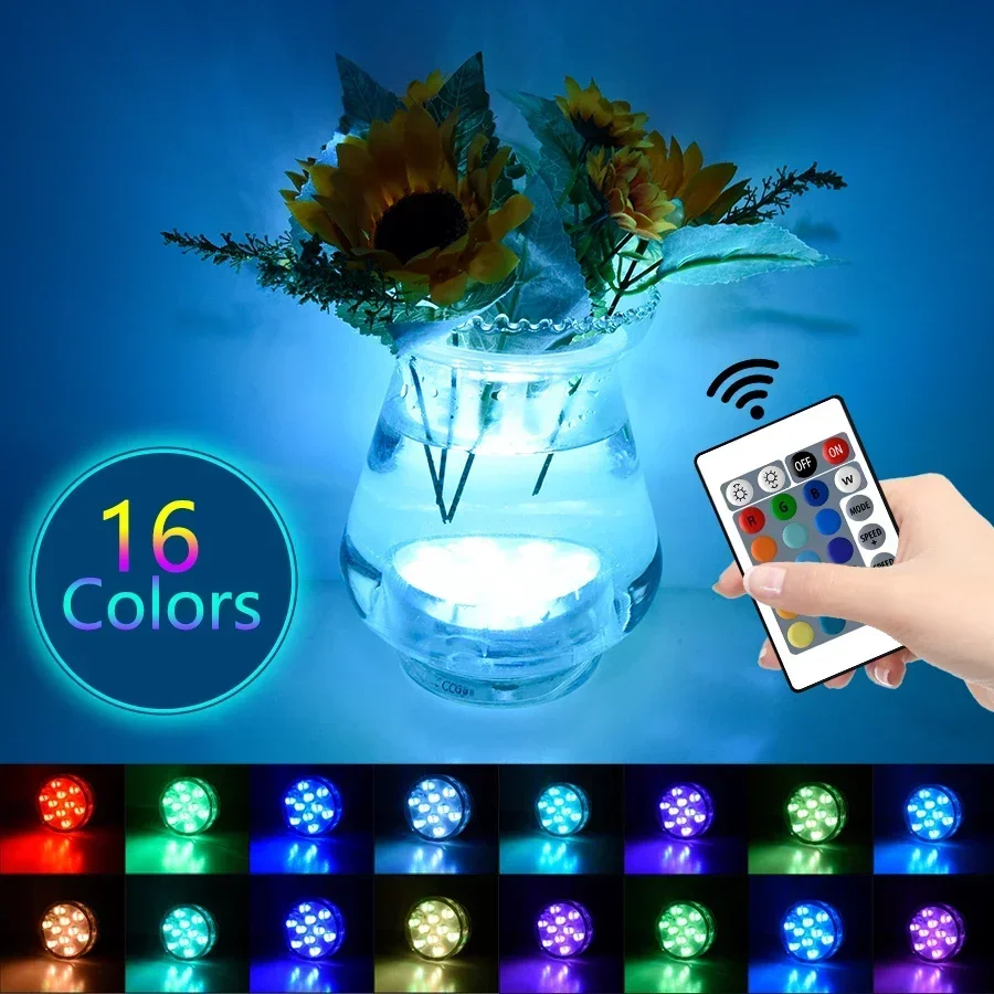 10Leds LED 수중 조명 RGB 수영장 조명 배터리 구동 정원 다이빙 물고기 조명 웨딩 파티 꽃병 수족관