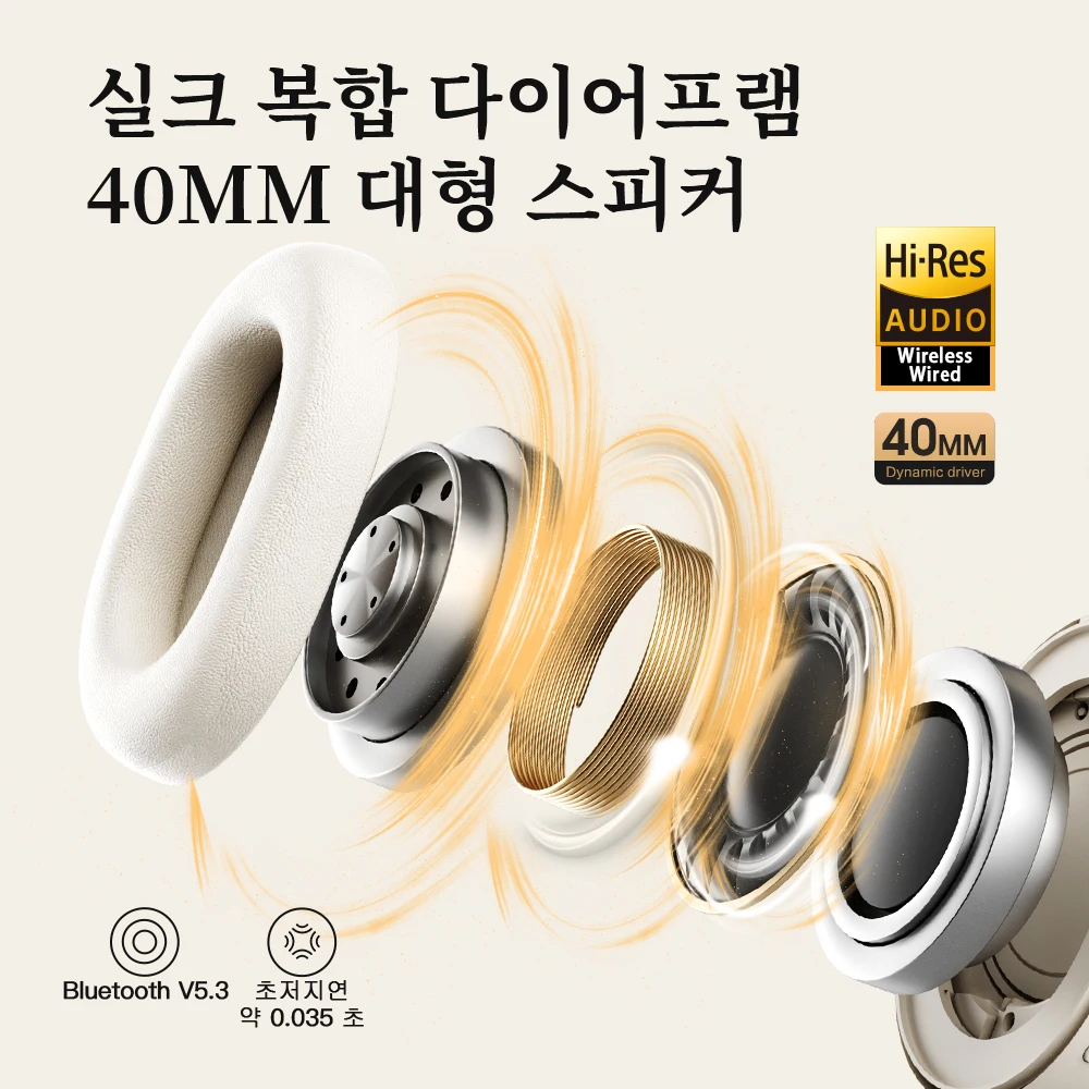 iKF-Solo 무선 헤드폰 Bluetooth 5.4 액티브 노이즈 캔슬링 이어폰 저지연 게이밍 헤드셋 고해상도 130 시간 재생 HiFi 블루투스 헤드폰 앱 제어 머리 위 착용이어폰