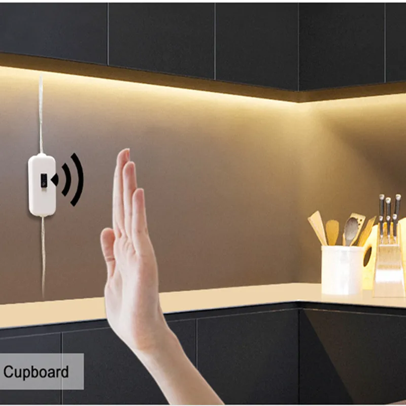 

DC 5V Backlight Under Cabinet Lamp Hand Sweep Waving ON OFF Night Light 0.5~5M LED Light Strip Sensor TV Kitchen USB Smart Lamp