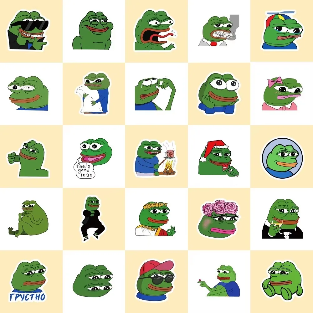 50Pcs 슬픈 개구리 PEPE 재미 있은 낙서 스티커 전화 스케이트 보드 헬멧 자동차 선물 자전거 노트북 자동차 DIY 스티커 어린이