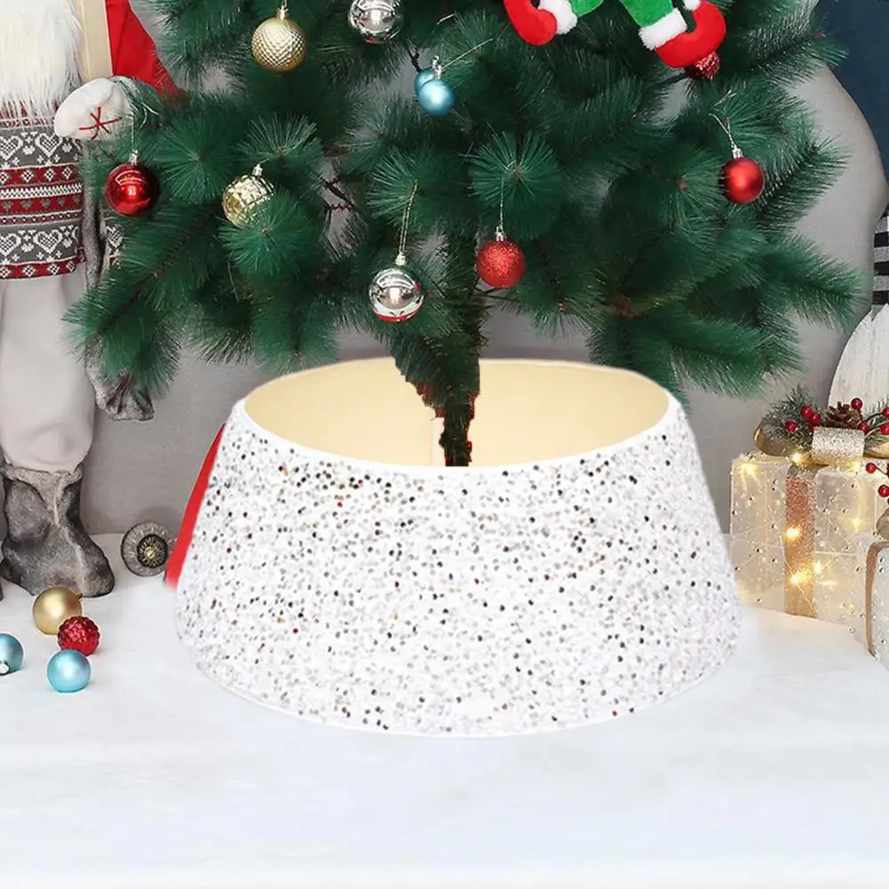 

Christmas Tree Skirt Alternative Fabric Tree Ring Sparkling Sequins Tree Skirt Festive Christmas Tree Base Collar for Holiday