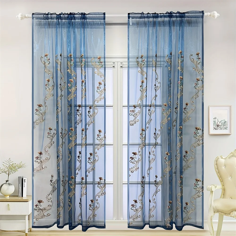 Lot De 2 Rideaux En Velours Bleu Lee Jofa Des Années 2000
