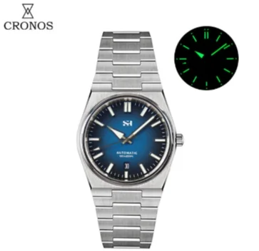 

Cronos SH Stainless Steel Automatic Diver Men's Watches PT5000 SW200 Full Brushed Bracelet See-Through Back 10ATM Waterproof