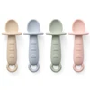 100% Silicone Self Feeding Spoons for Baby Infant Soft-Tip Training Spoon Toddler Starter Led Weaning 2pack 1