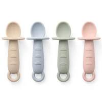 100% Silicone Self Feeding Spoons for Baby Infant Soft-Tip Training Spoon Toddler Starter Led Weaning 2pack 1