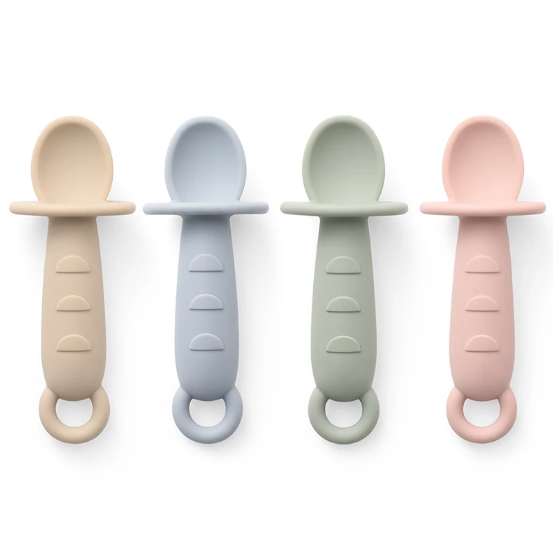 Baby Self Feeding Silicone Training Spoons First Stage Anti-Choke Led Weaning Supplies 6 Months + 2