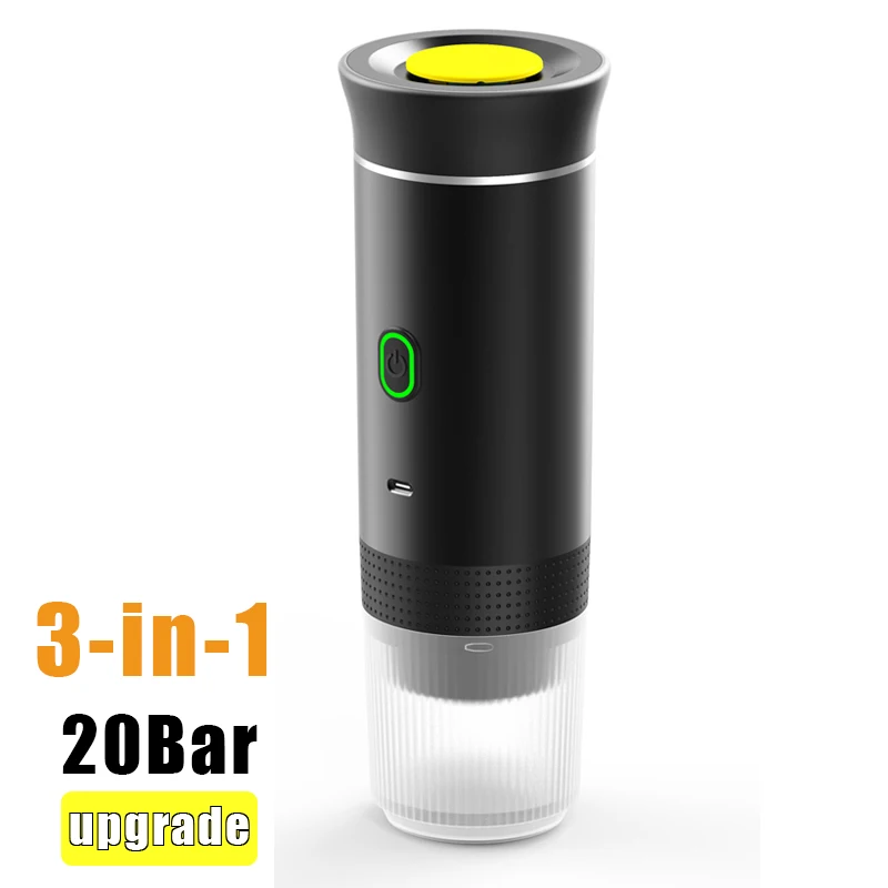 Elektryczny, przenośny ekspres do kawy 3 w 1, bezprzewodowy, do kapsułek, do samochodu, domu, na kemping, ekspres do kawy na kapsułki i proszek, podróżny ekspres do espresso.