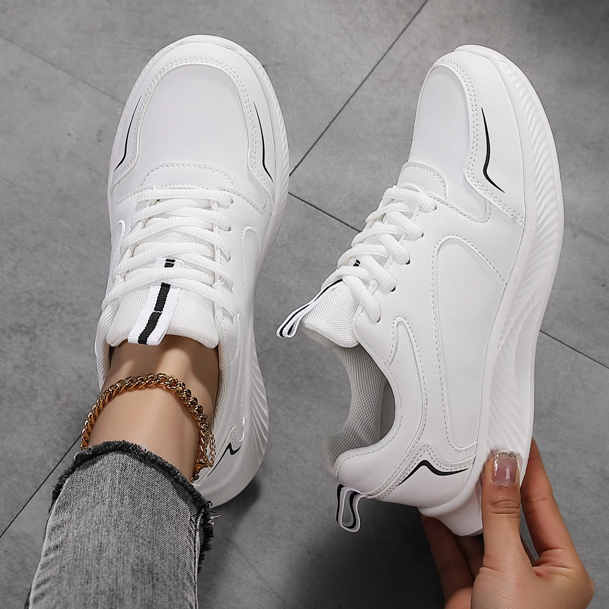 2024 Woman Tennis Sneakers Fashion New Comfort Sports Board Shoes Casual Shoes Female Spring Summer Ladies Female Women Shoe PU 6