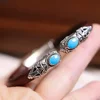 Natural Chicken Blood Vine Adjustable Bangles Vintage Couple Set Cat's Eye Stone Opening Knotless Wooden  Party Jewelry 4