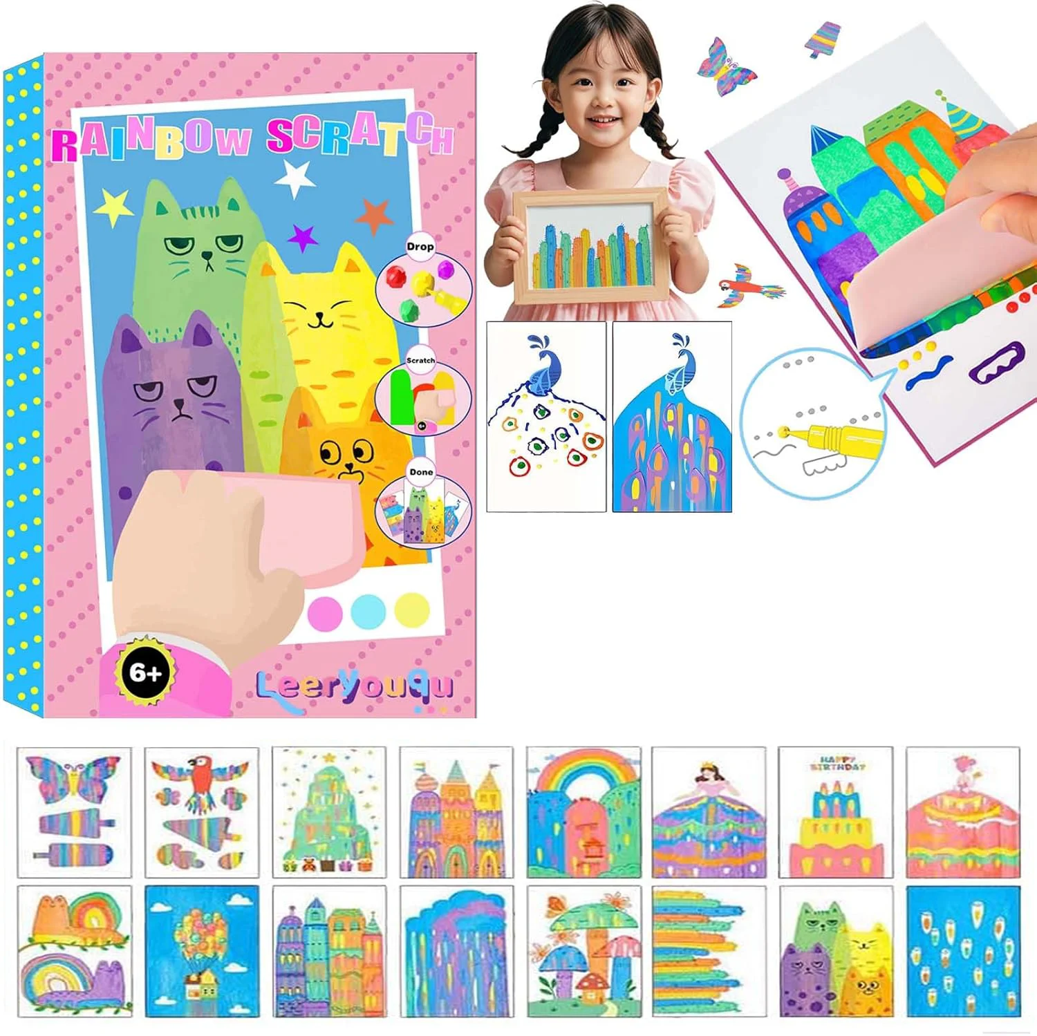 Скретч-арт для дитячого подарунка, набори для малювання ракелем, набір блокнотів Magic Dot Paint Paper, набір веселкових скретч-артухів, подарунки для вечірок своїми руками
