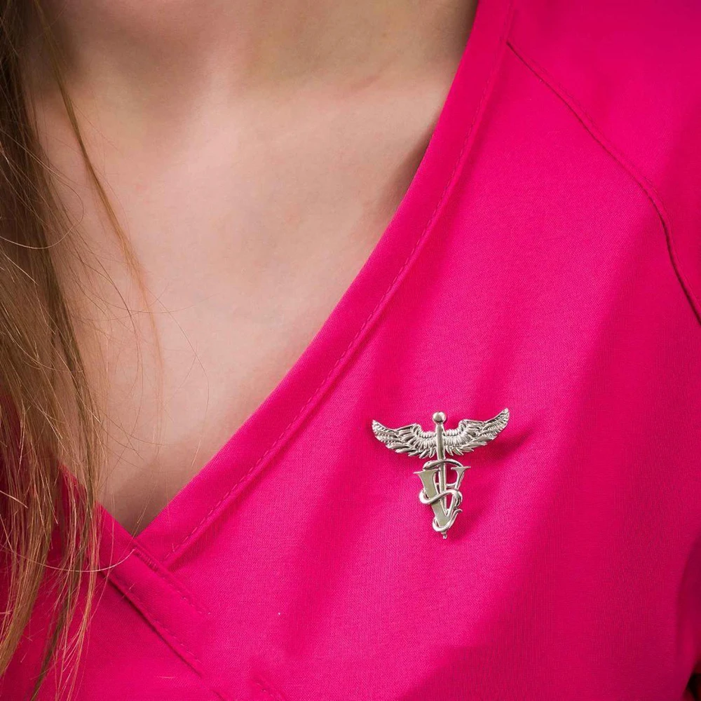 Hanreshe Medical Caduceus Veterinary Brosche Pins Snake Stick Wings Revers Rucksack Abzeichen Pin Schmuck Geschenk für Ärzte Krankenschwestern – Detail 4