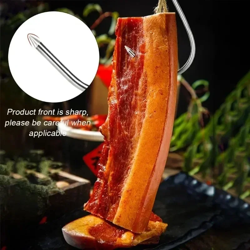 50/5PCS Stainless Steel S-hook With Pointed Tip Meat Hanger Hook Tools for Butcher Shop Kitchen Hooks Home Storage Organization