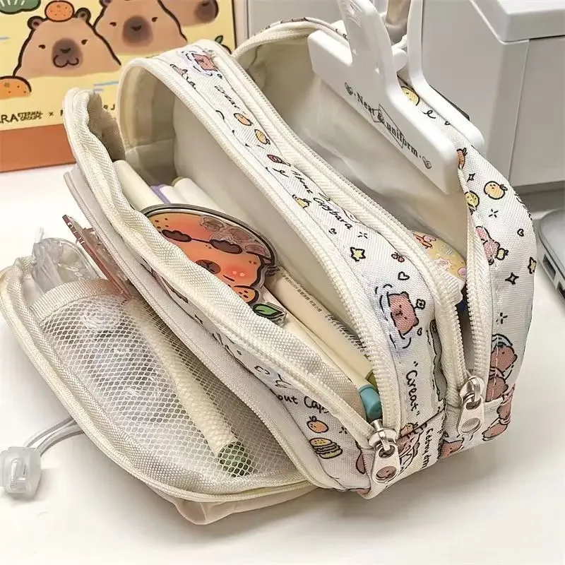 Snoopy Pencilcase Multi Layer Canvas Drawstring Pen Bag for Students School Supplies Gifts