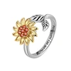 WYEAIIR Rotatable Reduce Pressure Sunflower Gold Art 925 Sterling Silver Resizable Opening Ring For Women Luxury Jewelry 6