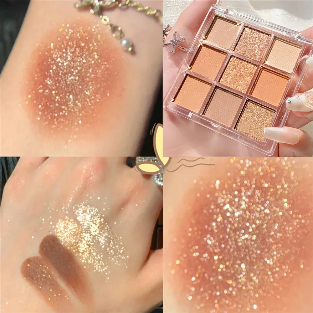 9 Colors Nude Shimmer Matte Eyeshadow Pallete Glitter Eyeshadow Long Lasting Waterproof Eye Pigments Shine Makeup eye shadow,eye shadow plate