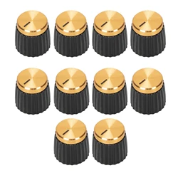 Premium Black Volume Control Knobs (Set of 10) for Amplifiers and Electric Guitars (Gold color)
