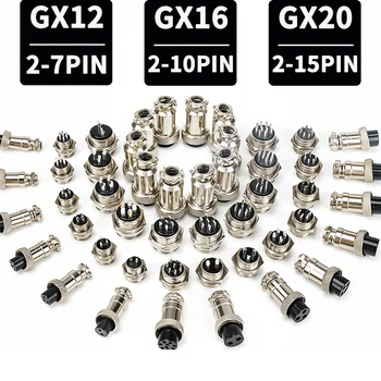 5/10/20 ชุด GX12 GX16 GX20 2 3 4 5 6 7 8 9 10 12 14 15 Pin ชาย & หญิง Docking Aviator ปลั๊ก Socket Circular Connector 1