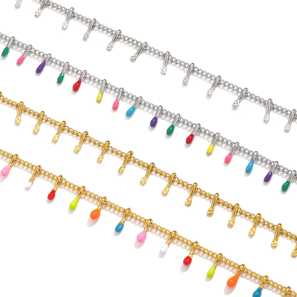 보호 화려한 에나멜 스테인레스 스틸 체인, 목걸이 팔찌 용품, 18k 금도금 체인, 쥬얼리 제작, 도매, 1m/로트