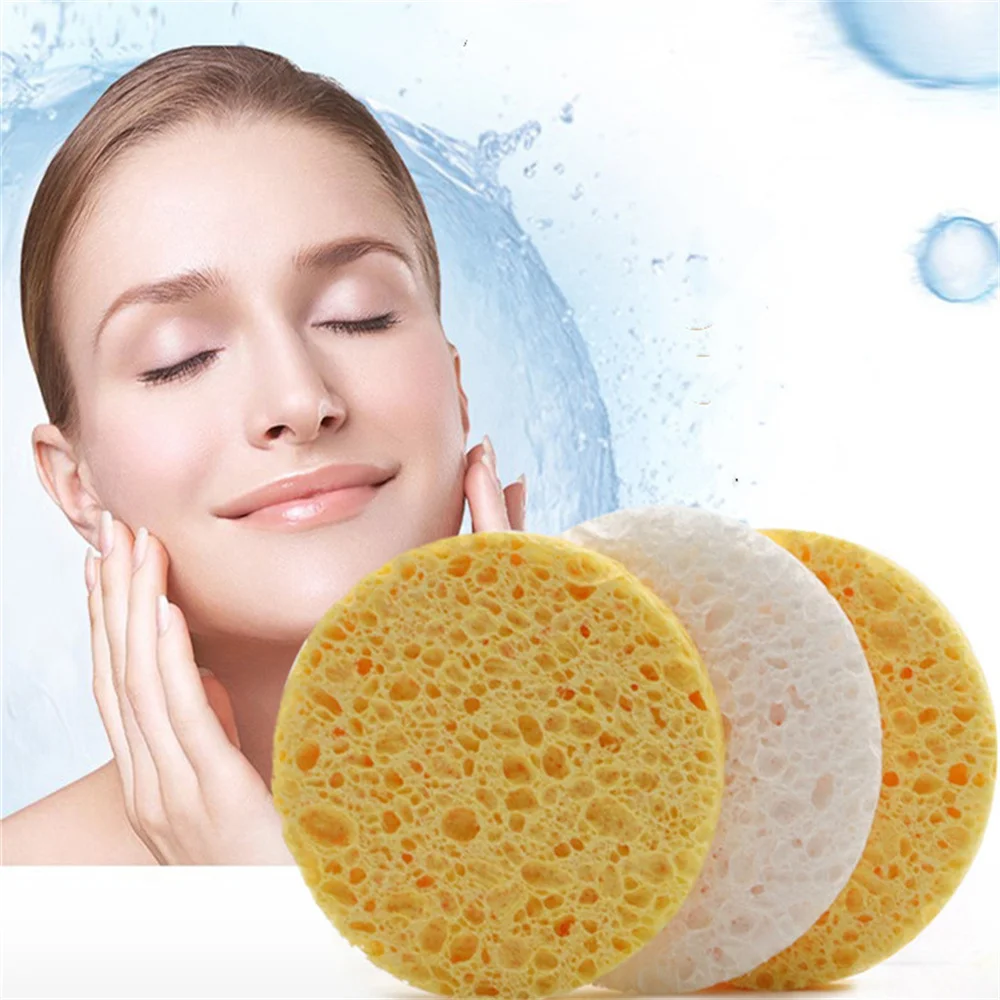 

1 Pc Cleansing Sponge Cosmetic Puff Wood Pulp Sponge Round Shaped Makeup Removal Sponge Facial Cleansing Sponge Bath Sponge