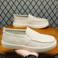 Beijing Men's Low-Top Comfortable Slip-On Casual Shoes Breathable Mesh Summer New Style PVC Bottom Non-Slip round Toe Shoes