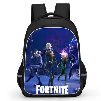 16-Inch Fortnite Cartoon Backpack with Double Zipper Design, Ergonomic Spine Protection & Padded Back Panel for Kids 1