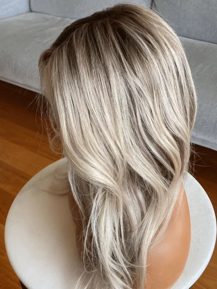 Synthetic Blonde Natural 360 Full lace High Density Pre plucked Lace front Wig for Women Daily Party Use