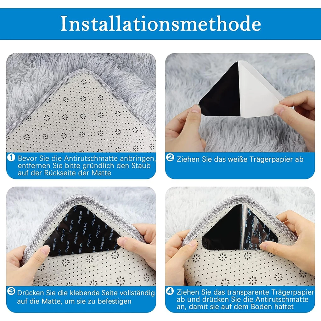 12pcs Carpet Anti Slip Stickers Reusable Washable Anti Curling Carpet Patch Fixed Tape Gripper Corner Pad