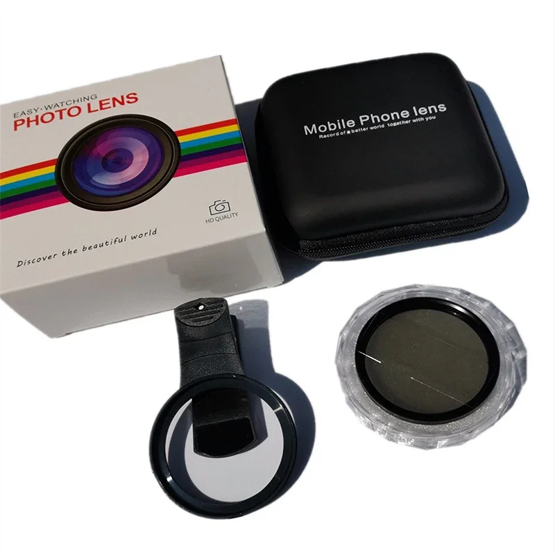 Universal 52mm Circular Polarizer Camera Lens CPL No Reflections Filter with Phone Clip for iPhone Huawei Samsung Smartphone
