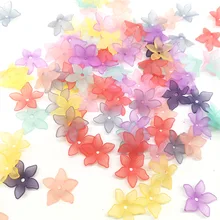 

50pcs Acrylic Little Flower Beads Candy Color Frosted Spacer Beads For Hairpin Earrings Jewelry Making DIY Supplies